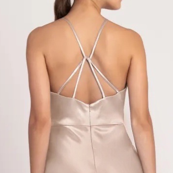 Lulu’s Satin Strappy Dress - Nude Pink//Champagne//Neutral Shade - Picture 5 of 9